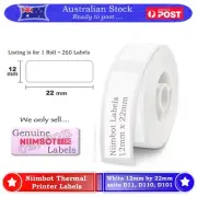 NIIMBOT D11 D110 D101 Printer Label Paper White Thermal 12 x 22 Labels Stickers