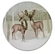 Christmas Deer Melamine 6" Tidbit Appetizer Dessert Plates Set of 2 Rustic Lodge