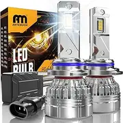 HIR2 9012 LED Headlight Bulbs, 110W 30000LM 800% Brightness 6500K Cool White HIR2 Headlight Bulbs with Fan 12V 24V Halogen Replacement Conversion Kit IP68 Waterproof, Pack of 2