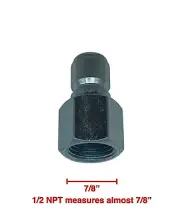 P Washer QC Plug Quick Connect 1/2 NPT Female (1/2 NPT Measures 7/8 Inch)