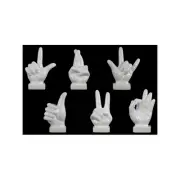Small Ceramic Hand Signal Sculpture on Base White