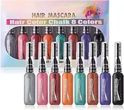 Hair Chalk Combs for Girls | Mascara Hair Color Temporary | 8 Color Washable Hair Chalk Set, Temporary Hair Color Dye, Hair Highlighting Accessories for Adults