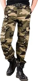[HanzhuoLG] Pants for Men Military Tactical Camouflage Cargo Pants Training Work Camo Combat Army Male Clothing Straight Large Size Trousers Men's Green Camouflage M