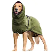 Pet Dog Clothes Towelling Drying Bathrobe Coat Puppy Warmer Apparel Army Green M
