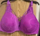 TORRID XO PLUNGE PUSH UP STRAPPY LACE STRAIGHT BACK BRA 46 DDD