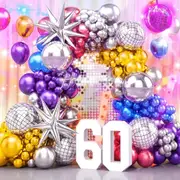 136Pcs Disco Ball Balloon Arch Kit For Bachelors Cocktail Parties Proms And Summer Parties Graduations Holiday Decorations