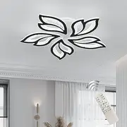 Oninio LED Ceiling Light Fixture, 60W Modern Leaves Ceiling Lamp Dimmable Black Flush Mount Ceiling Chandelier for Living Room Study Room Dining Room Bedroom