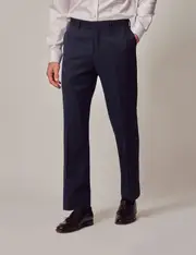 Hawes & Curtis Navy Hopsack Wool Slim Fit Suit Trousers Size: 42" (EU 58)