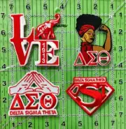3" Set of Delta Sigma Theta Iron on/Sew on Patches, Embroidered Patch #01