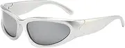 [Generic] Life Glasses Around Frame For Unisex Vintage Colorful Rectangle Gafas Mirrored Lens Cycling Sunglasses Women Cute Big for Women