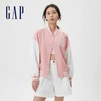 在飛比找蝦皮商城優惠-Gap 女裝 Logo短版學院風飛行外套-櫻花粉(59866