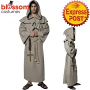 CA410 Old England Monk Friar Tuck Robe Priest Medieval Religious Mens Costume