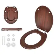 Bathroom Washroom Hard Close Lid Universal Toilet Bowl Seat Wood Oval