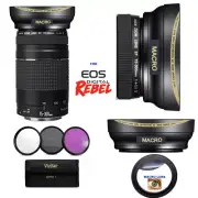 WIDE ANGLE + MACRO LENS FOR Canon EF 75-300mm f/4-5.6 III Lens + 3 FILTER KIT