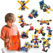 Skoolzy Klikio STEM Toys Kit. 98 Pc Educational Construction Engineering Building Blocks. Creative Games Learning Set for Ages 3 4 5 6 7 8 9 10 Year Old Boys, Girls - Best Birthday Kids Toy Activity