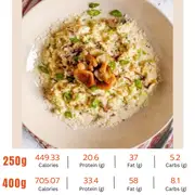 Creamy Chicken Mushroom Cauliflower Risotto.