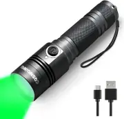 High Power Green LED Flashlight Rechargeable, 350 Yards Green Flashlight IP65 Wa
