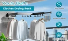 Clothes Drying Rack 2/3 Fold Collapsible Clothes Hanger Wall-Mounted BalFj