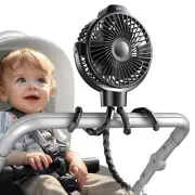 Stroller fan for baby 3 speed quiet USB tripod clip 360 rotate for crib car seat