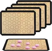 4Pcs Macaron Baking Mats, Nonstick Silicone Cookie Sheet Reusable Heat-Resistant Cookie Oven Liner Silicone Macaroon Baking Sheet Macarons Baking Supplies for Macarons Cookies 16.6x11.6inch