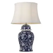 Telbix Iris Ceramic Ornate Floral Blue & White Table Lamp