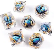 Byhoo 7 PCS Transparent Blue DND Rotating Eye of The Dragon Dice Set, Polyhedral Dice with Eye of The Dragon Contains D20, Dice Set Accessory for Tabletop RPG Board Games DND Enthusiast Dice Gift