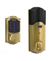 Schlage Connect Smart Deadbolt with Camelot Trim - Bright Brass BE469ZP CAM 605