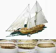EastVita Wooden Model Ships Kits to Build for Adults, Wooden Ship Model Kit, 1/100 Scale Wooden Wood Sailboat Ship Kits for Collections Handmade Competition Boat Model Hobby