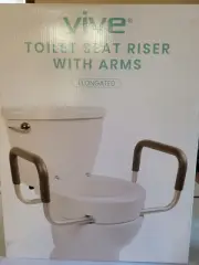 Vive Toilet Seat Riser with arms For Elongated Toilet Bowls. Brand New 3.5" high