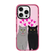 iPhone 16 Pro Impact Case MagSafe Compatible Two cats, cute grey cat and black cat iphone 6 case, iphone case, clear case, cat clear case, cat heart, cats love, cute cats