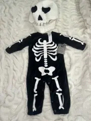 Pottery Barn Kids Baby Glow In The Dark Skeleton Costume 2T Black