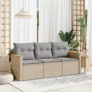 vidaXL 3 Piece Garden Sofa Set with Cushions Mix Beige Poly Rattan