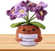 Plant - Positive Crochet Fun, Plush Flower Toy | Soft Yarn Texture Smiling Plush Toys, Desk Companion Bedside Table on Shelf, Cheerful Holidays and Gift Displays u