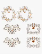 Rhinestone Wedding Prom Formal Crystal Shoe Buckles Metal Clips Sparkling 6 Pack
