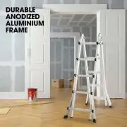 5.1m Multipurpose Foldable Ladder with Workshelf & Safety Locks, 150kg Capacity