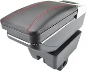 Car Armrest Arm Rest Rotatable Compatible For Skoda Rapid 2013-2018 Center Centre Console Storage Box(Red Thread)
