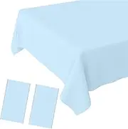 JCTHKUKU 2 Pack Plastic Light Blue Tablecloths Disposable Table Covers 54"" x 108"" Baby Pale Blue Pastel Table Cloths for Parties Bridal Shower Engagement Wedding Birthday, JTU-Blue02