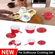 For Doll House Accessories Miniature Mini Set of 4 Red Saucepans & Lid Gift Kids