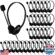 Kathfly Headset with Microphone Black Stereo Headphones Adjustable Office Con