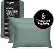 Miracle Made Pillow Cases Newly Improved Extra Luxe Cool IT – 2 Pack Sage Green Pillow Covers, Standard Size – Silver Infused 300 Thread Count – Thermoregulating Fabric