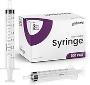 3mL Luer Slip Syringe | Sterile & Individually Wrapped | For Professional, Industrial & Personal Use | 100 Pack | Yalomi (Box of 100)