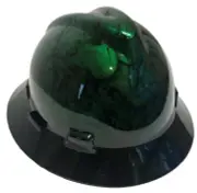 Custom Hard Hat MSA FB Kandy Green Stainless Steel Insanity Skulls Black Brim