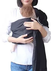 [Vlokup] Ring Sling Baby Carrier Wrap | Luxury Lightweight Breathable Linen Baby Slings for Infant, Newborn, Kids and Toddlers | Adjustable, Breastfeeding, Shower Gift Black