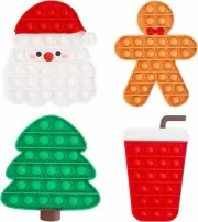 Christmas Bubble Popper Sensory Fidget Toys 4 Pack Gift / Stocking Stuffer NEW