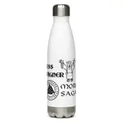 "Less Wagner More Saga" Stainless steel water bottle Norse Viking Asatru Odin