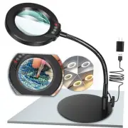 Magnifying Glass with Light and Stand, 5 Color Modes Stepless 10X Black