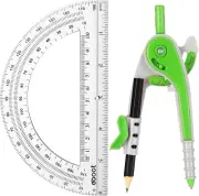 Student Geometry Math Set, Drawing Compass and 6 Inch Clear Swing Arm Protractor