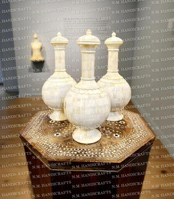 21" Marble Vase Pot, mop Inlay, Vase Pot, Home Decor Art & collectibles