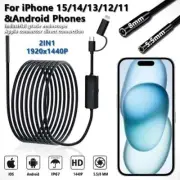5.5/8mm Endoscope For Android Iphone&IOS CarPipe Boroscope Sewer Inspection Tool