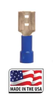 100 Pack Blue 16-14 AWG Vinyl Insulated .25" Female Spade Terminal for Boats USA